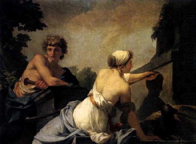 Baron Jean-Baptiste Regnault The Origin of Painting: Dibutades Tracing the Portrait of a Shepherd oil painting picture